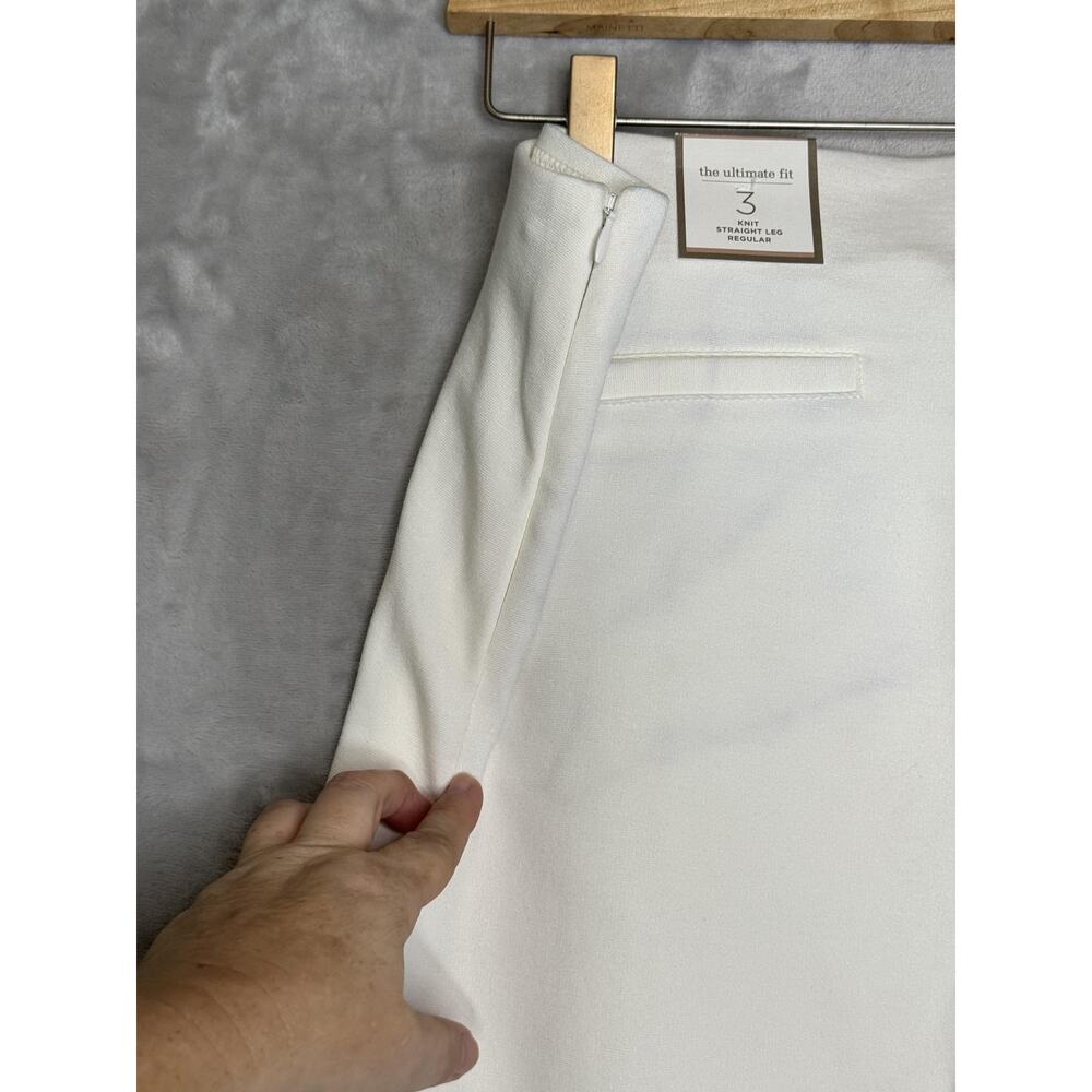 Chicos Pants Women XL White Knit Lindy Side Zip Straight Leg Slim Stretch Ponte - Picture 5 of 15